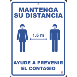 MANTENGA SU DISTANCIA 39 x 29 cm