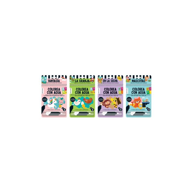 Libro colorear 15x19cm colorea con agua 10 pag 4 mod