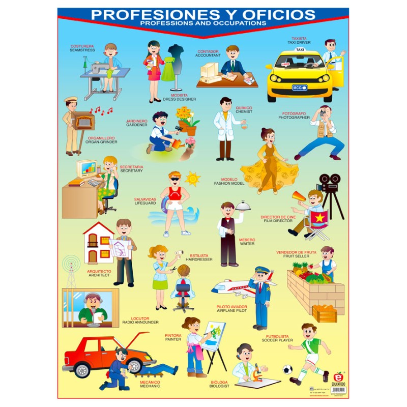 POSTER PROFESIONES Y OFICIOS AZUL